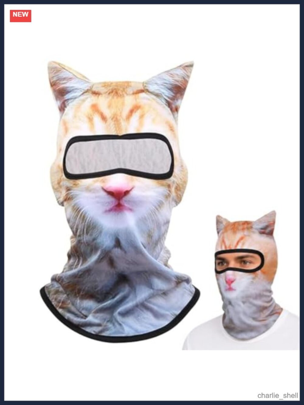 3D Cat Ears Ski Mask Balaclava Windproof Face Cover for Outdoor